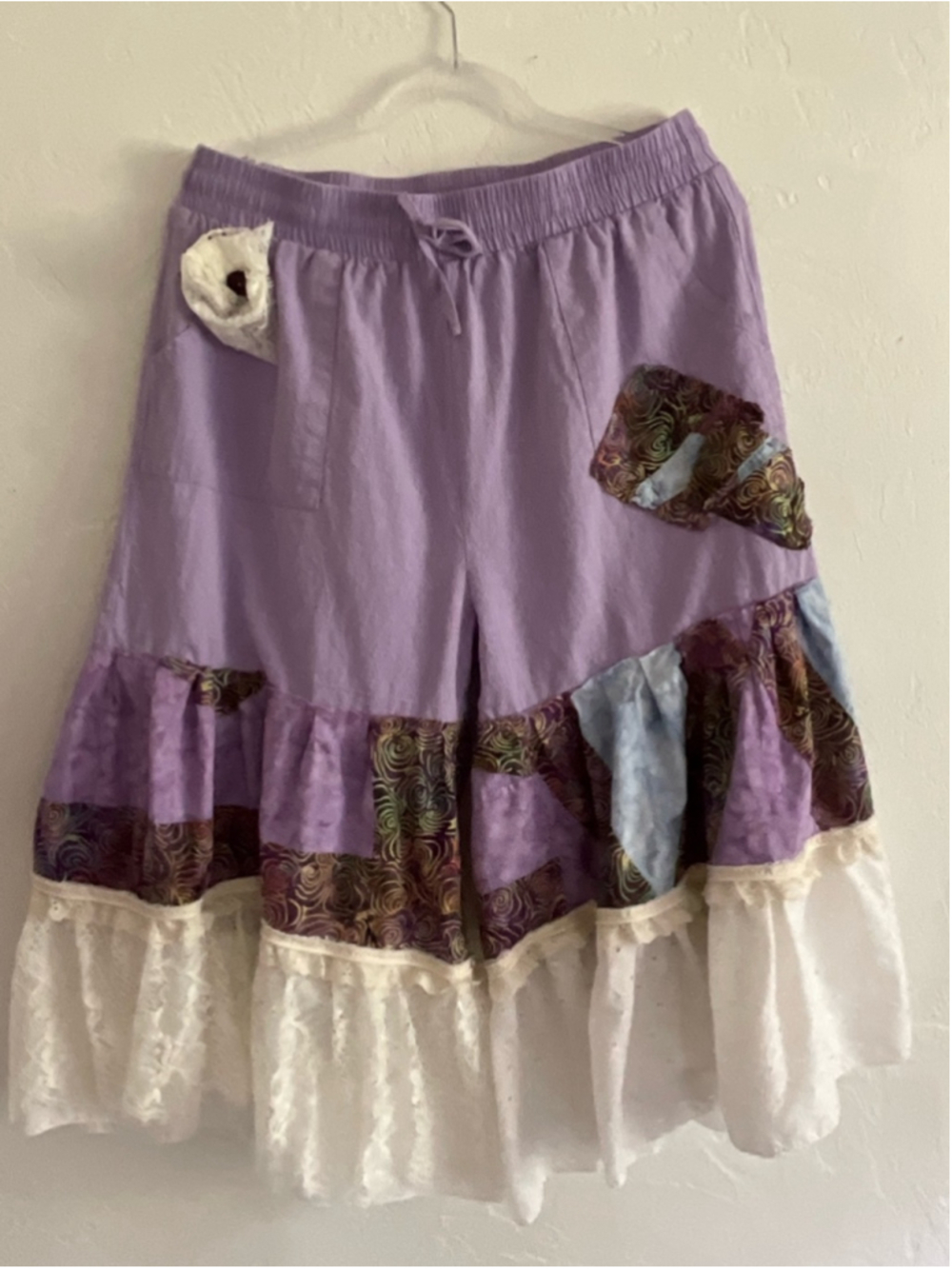Upcycled Bloomers Pants Purple Cotton Cottagecore Ruffle Size x Large